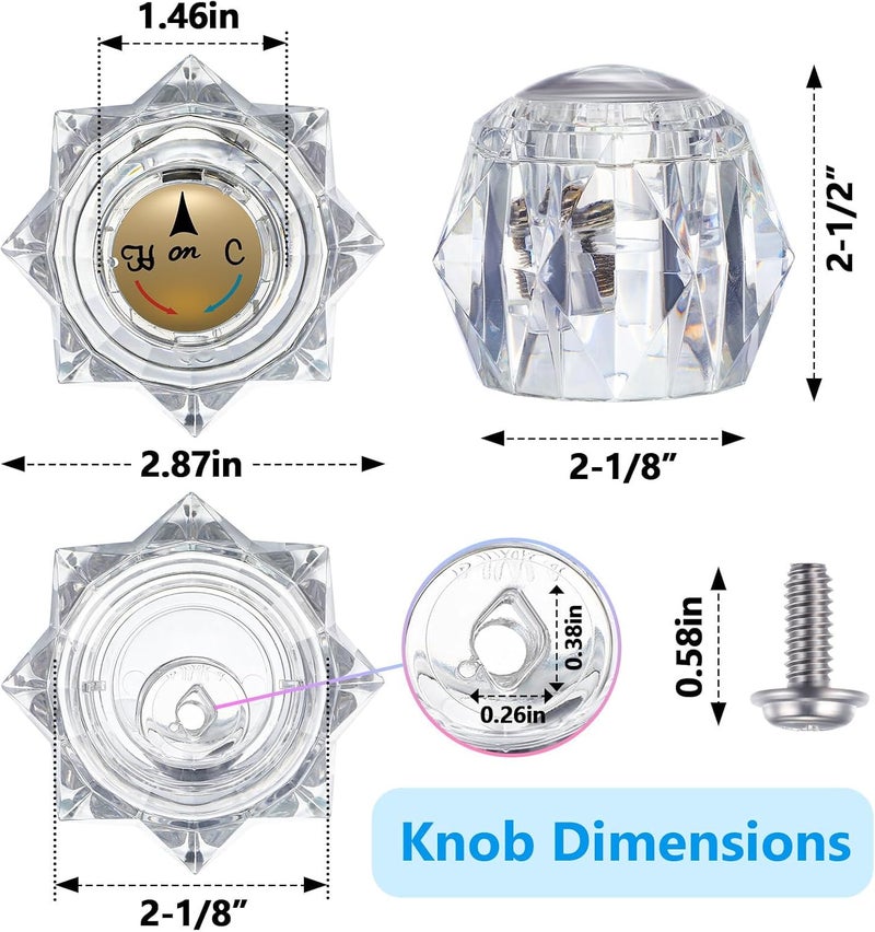 Avenuebool Acrylic Single Handle Trim Set, Complete Faucet Repair Kit Replacement Compatible with Delta 600 Series Shower Valve, Compatible with RP212 Stainless Steel Ball Valves and Clear Knob - Image 4